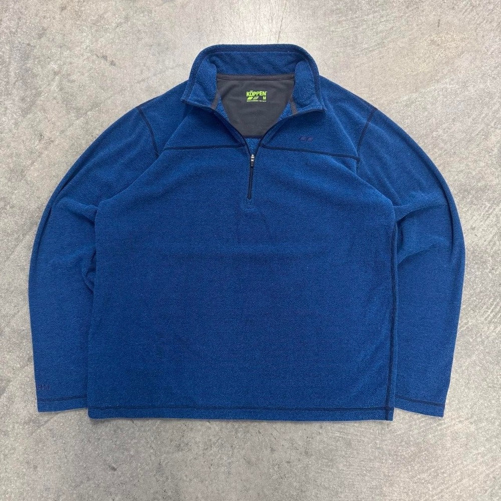 Koppen Quarter Zip Fleece Pullover Men's Medium Blue Performance Polyester